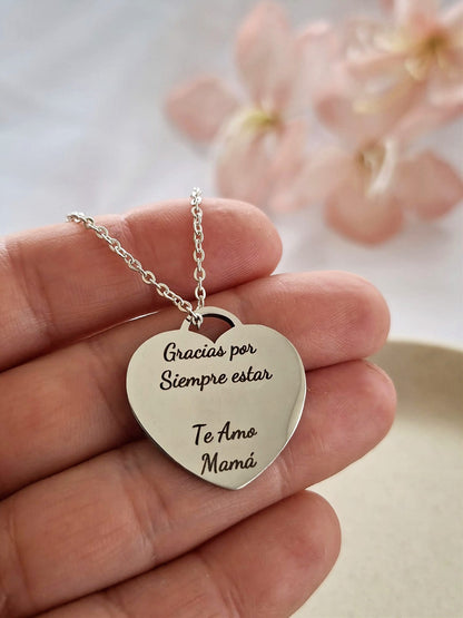 Collar Corazón Personalizado-Grabado láser de foto,texto.