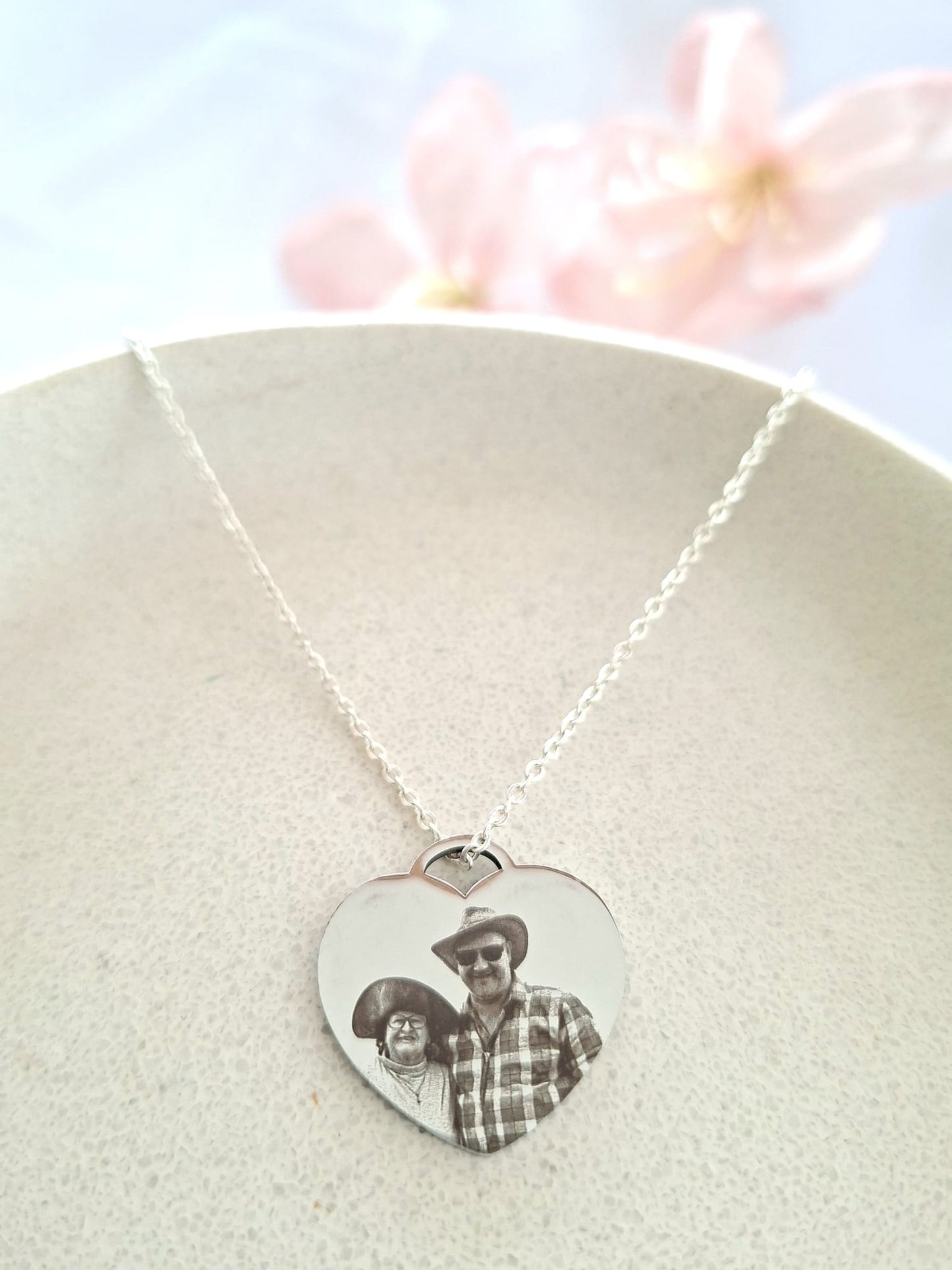 Collar Corazón Personalizado-Grabado láser de foto,texto.